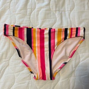 Aerie Swim Bottoms Bikini Pink Orange Black Stripe Multi EUC
